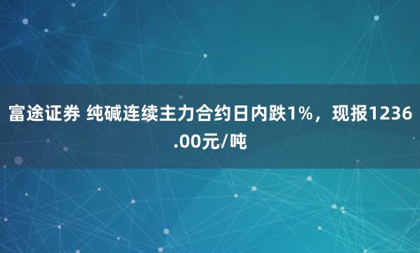 富途证券 纯碱连续主力合约日内跌1%，现报1236.00元/吨